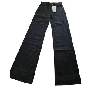 TRAVE Denim Black Wide Leg Boutique Jeans NWT Size 26 High Rise Stretch